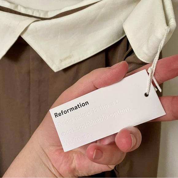 NEW Reformation Stevie Wide Leg Trouser Pant Mushroom Brown Size 22 NWT - Picture 10 of 15